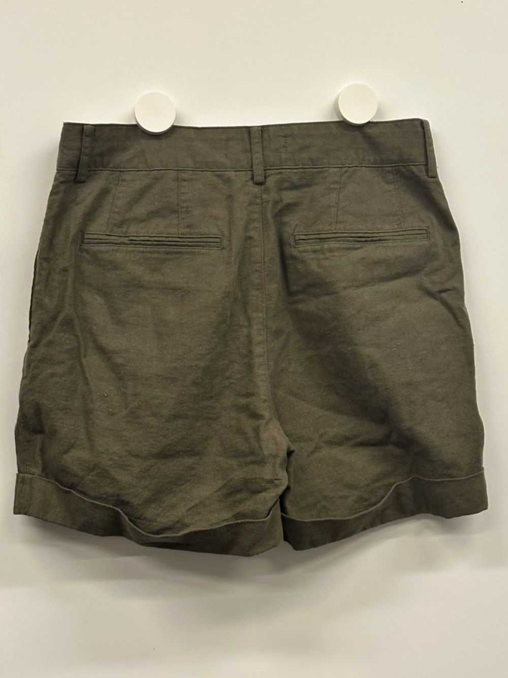 INES DE LA FRESSANGE Women's Olive Green Cotton Linen Shorts Size 4 Uniqlo